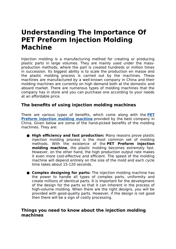 understanding the importance of pet preform