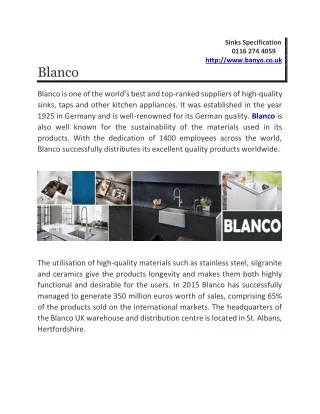 Blanco Sinks | Kitchen Taps | Blanco Cooker Hoods | Banyo