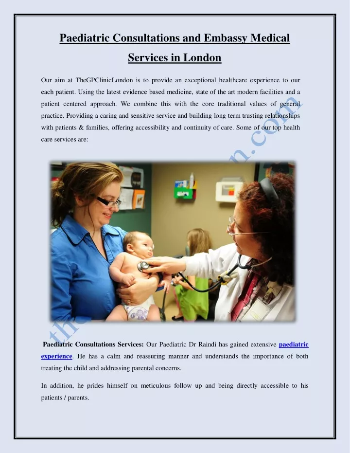 paediatric consultations and embassy medical