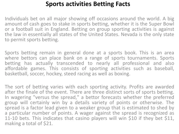 sports activities betting facts