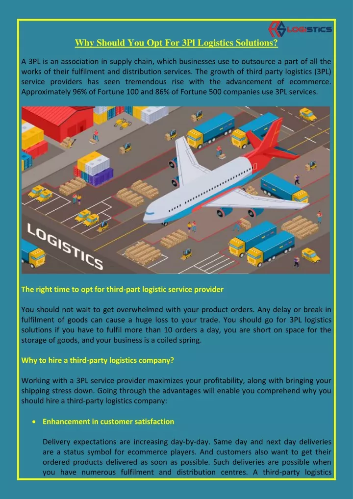 why should you opt for 3pl logistics solutions