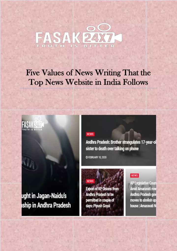 five values of news writing that the five values