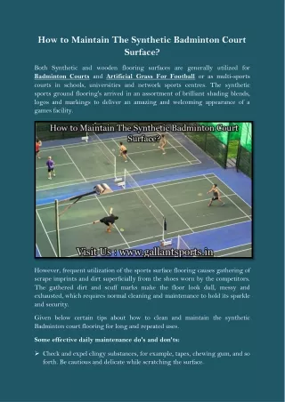 how to maintain the synthetic badminton court