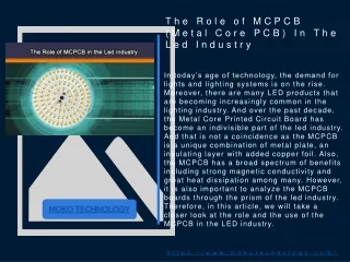 The Role of MCPCB (Metal Core PCB) In The Led Industry Introduction