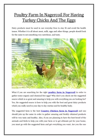 poultry farm in nagercoil for having turkey