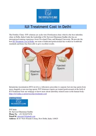 IUI Treatment Cost in Delhi