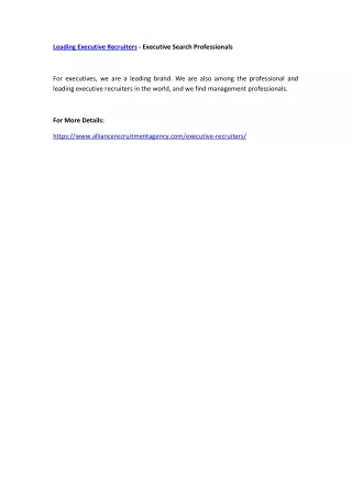 leading executive recruiters executive search