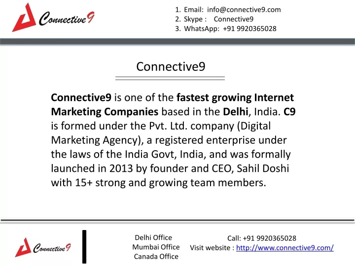 email info@connective9 com skype connective9