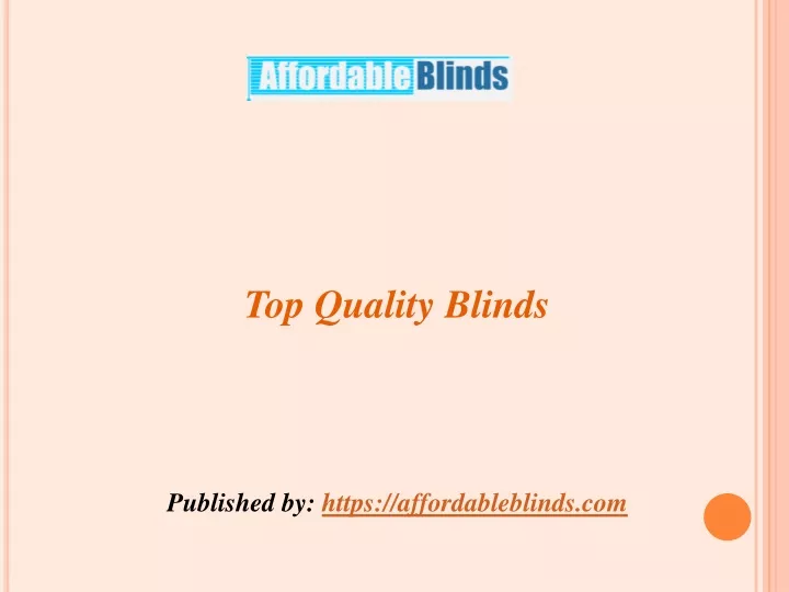 top quality blinds published by https