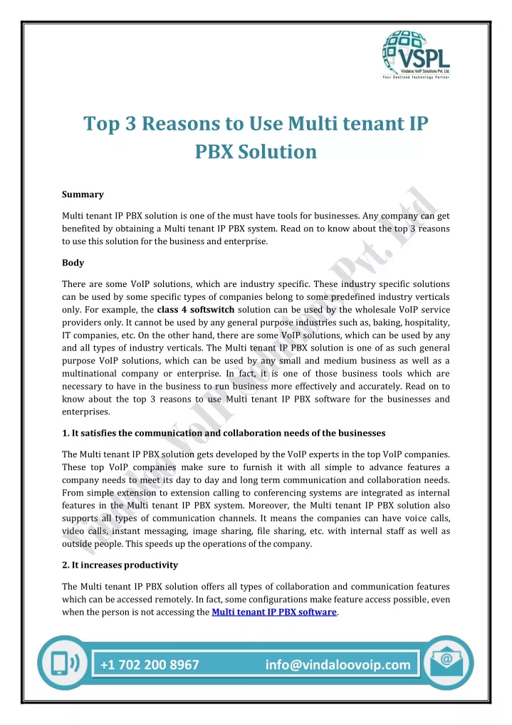 top 3 reasons to use multi tenant ip pbx solution