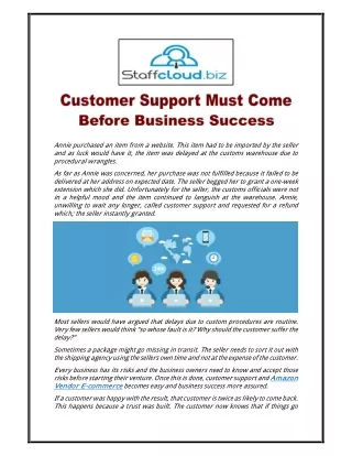 Customer Support Must Come Before Business Success