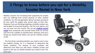 5 Things to know before you opt for a Mobility Scooter Rental in New York