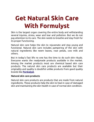 get natural skin care with formulyst