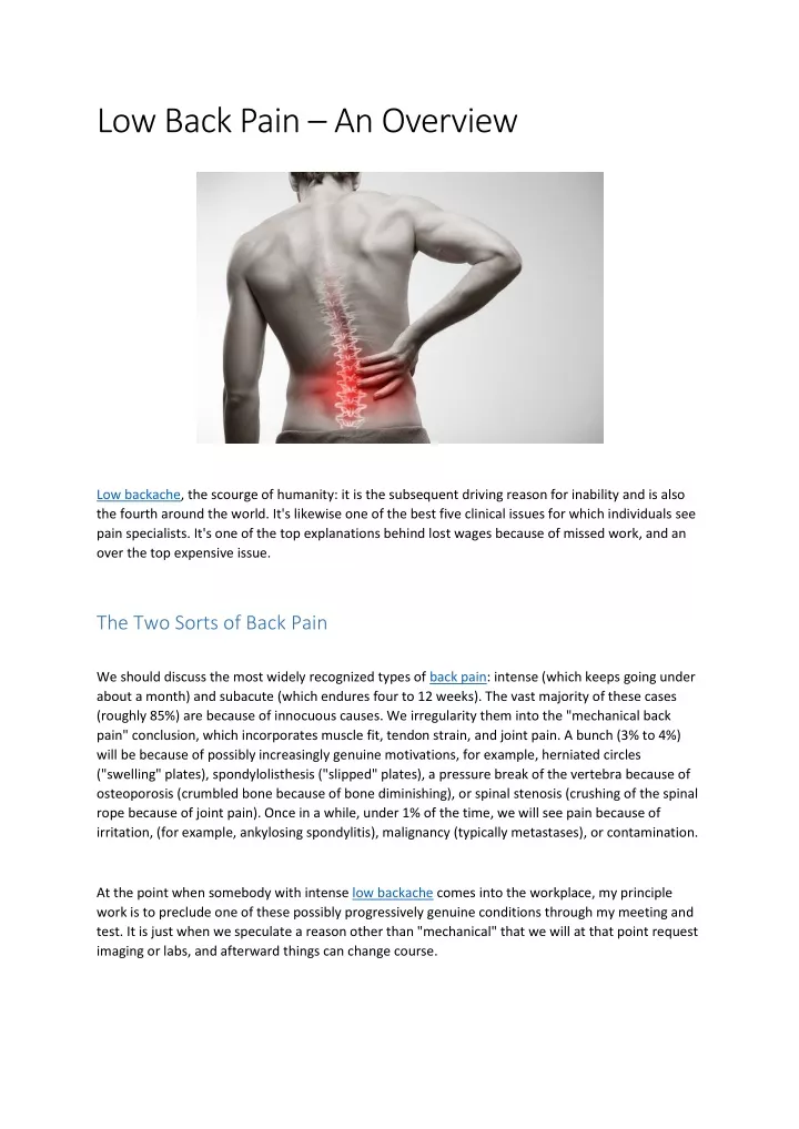 low back pain an overview