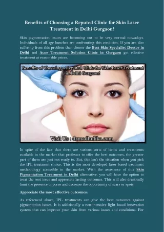 Benefits of Choosing a Reputed Clinic for Skin Laser Treatment in Delhi Gurgaon!