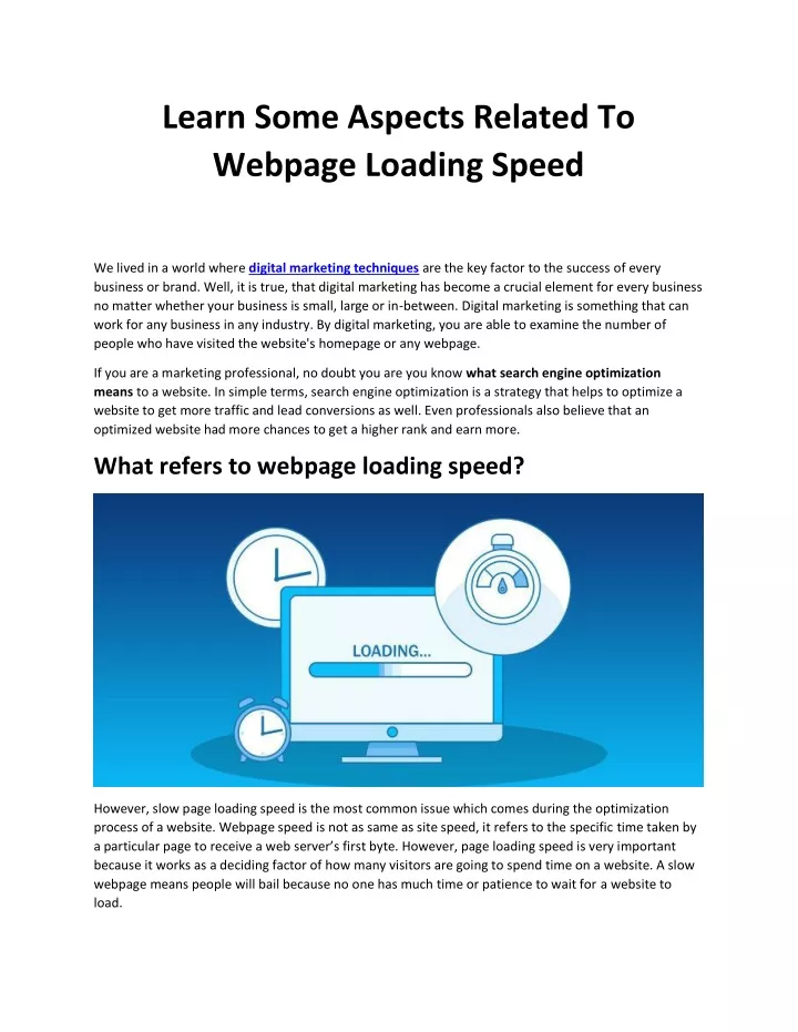 learn some aspects related to webpage loading
