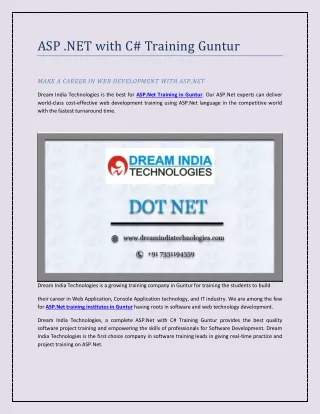 ASP .NET with C# Course Training Guntur