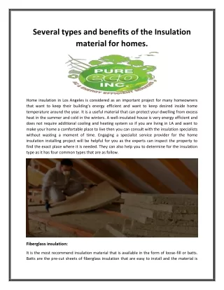 several types and benefits of the insulation
