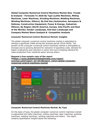 global computer numerical control machines market
