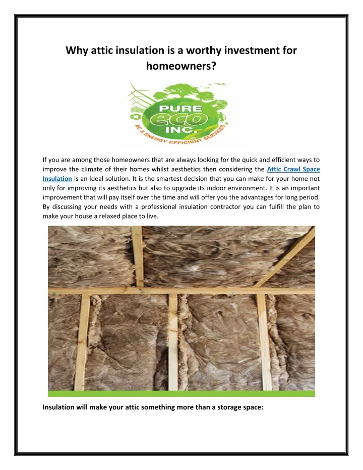 why attic insulation is a worthy investment