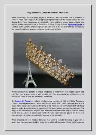 Buy Swarovski Crown in Silver or Rose Gold