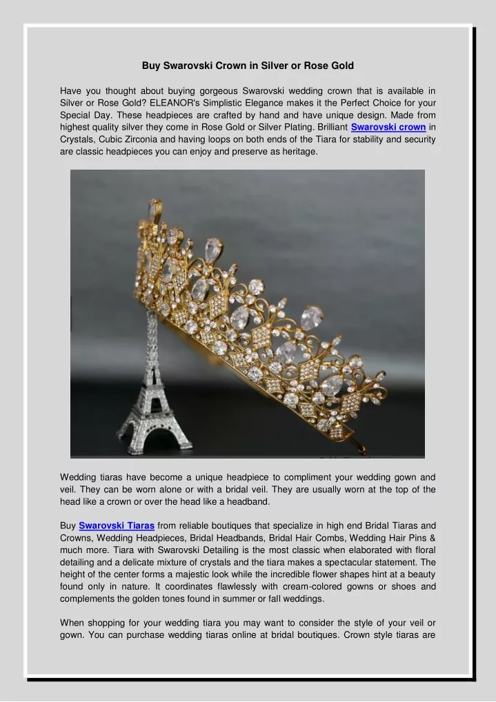 buy swarovski crown in silver or rose gold