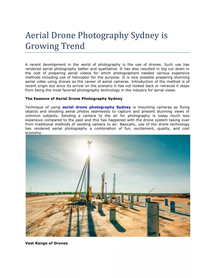 aerial drone photography sydney is growing trend