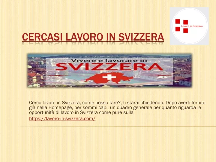 cercasi l avoro in s vizzera