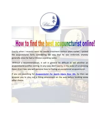 How to find the best acupuncturist online