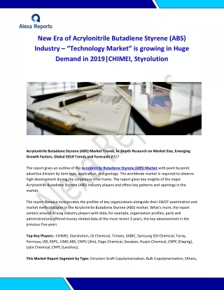 new era of acrylonitrile butadiene styrene