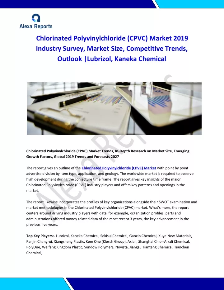 chlorinated polyvinylchloride cpvc market 2019