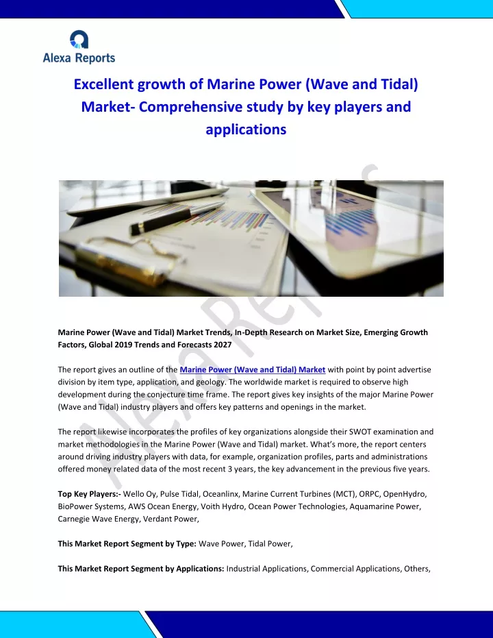 excellent growth of marine power wave and tidal