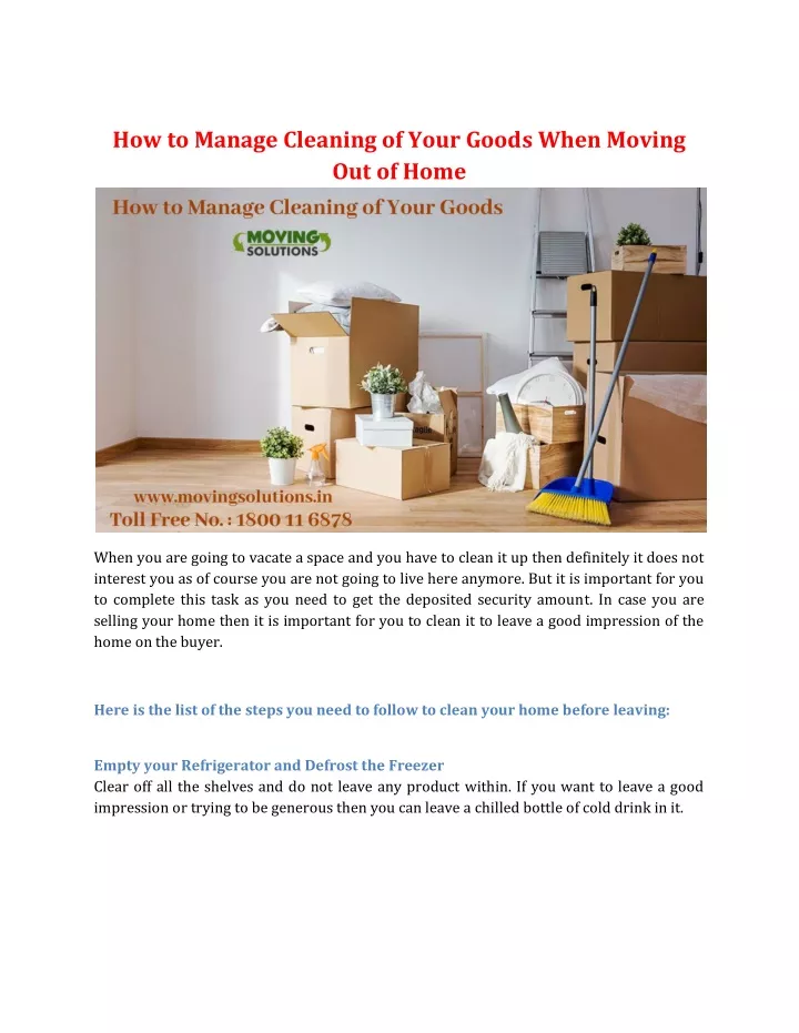 how to manage cleaning of your goods when moving