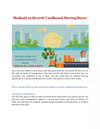 Methods to Recycle Cardboard Moving Boxes