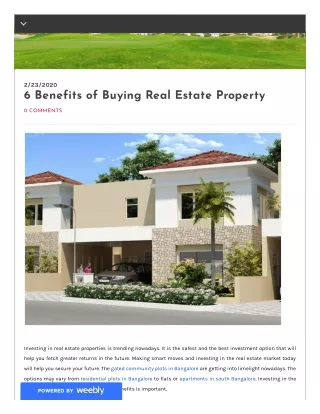 6 Benefits of Buying Real Estate Property