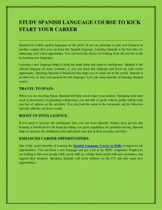study spanish language course to kick start your