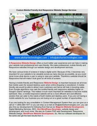 custom mobile friendly and responsive website