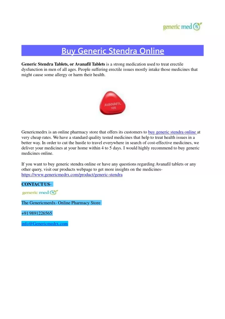 buy generic stendra online