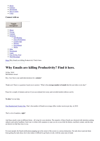Why Emails are killing Productivity? Find it here.