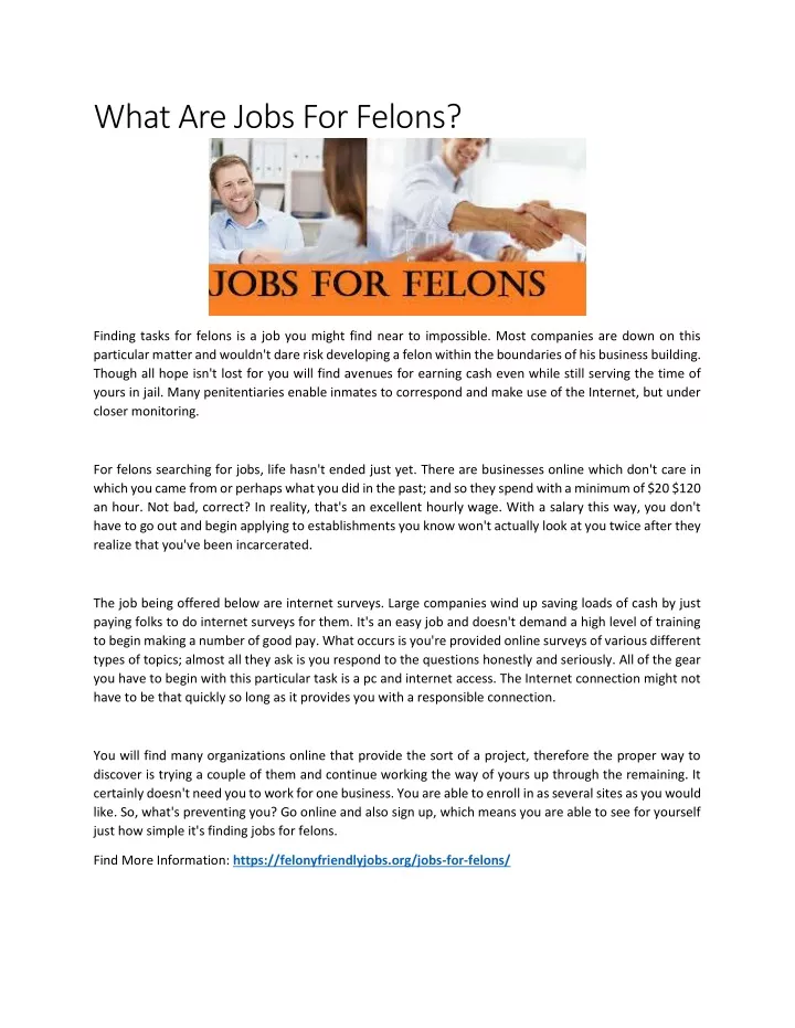 what are jobs for felons