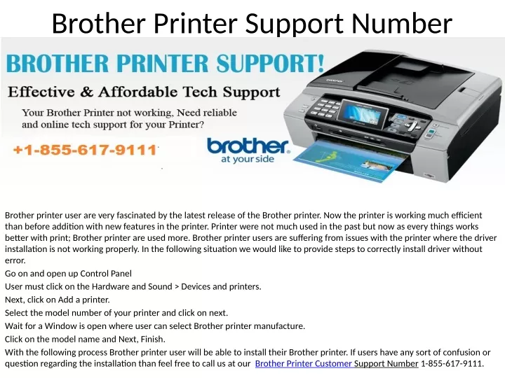 brother printer support number