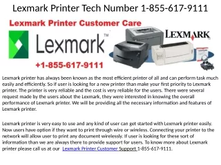 Lexmark Printer  Phone Number 1-855-617-9111