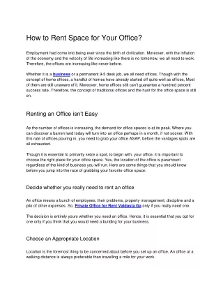 How to Rent Space for Your Office?