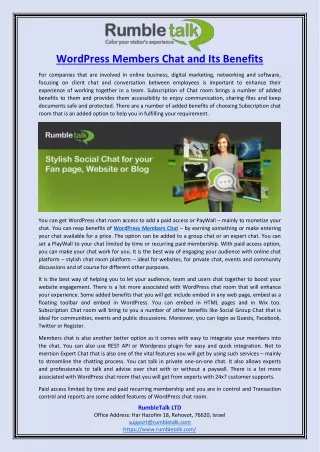 wordpress members chat and its benefits