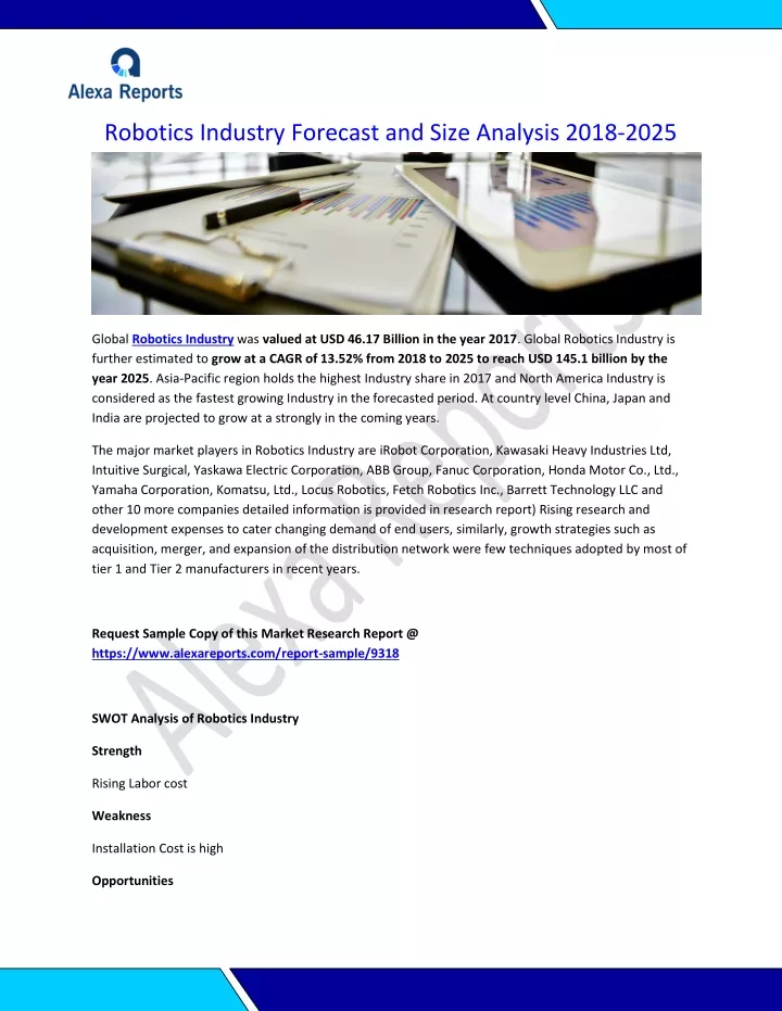 robotics industry forecast and size analysis 2018