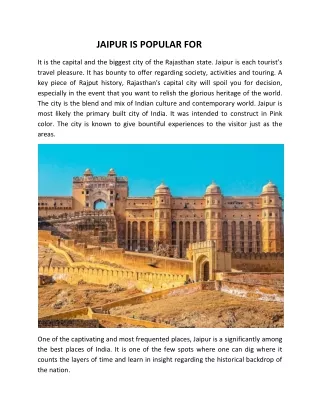 jaipur is popular for