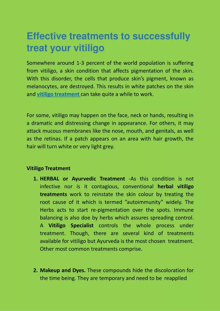 effective treatments to successfully treat your vitiligo