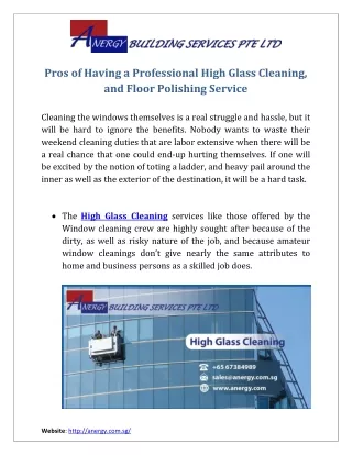 Pros of Having a Professional High Glass Cleaning, and Floor Polishing Service