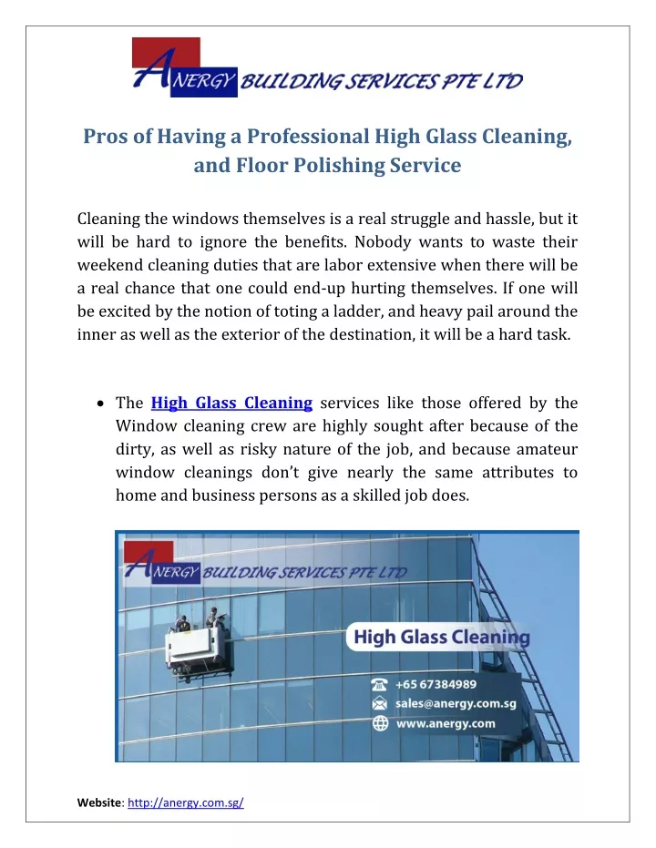 pros of having a professional high glass cleaning